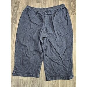 Croft & Barrow Capri Pants Women 2X Blue Stretch Lace Hem Denim